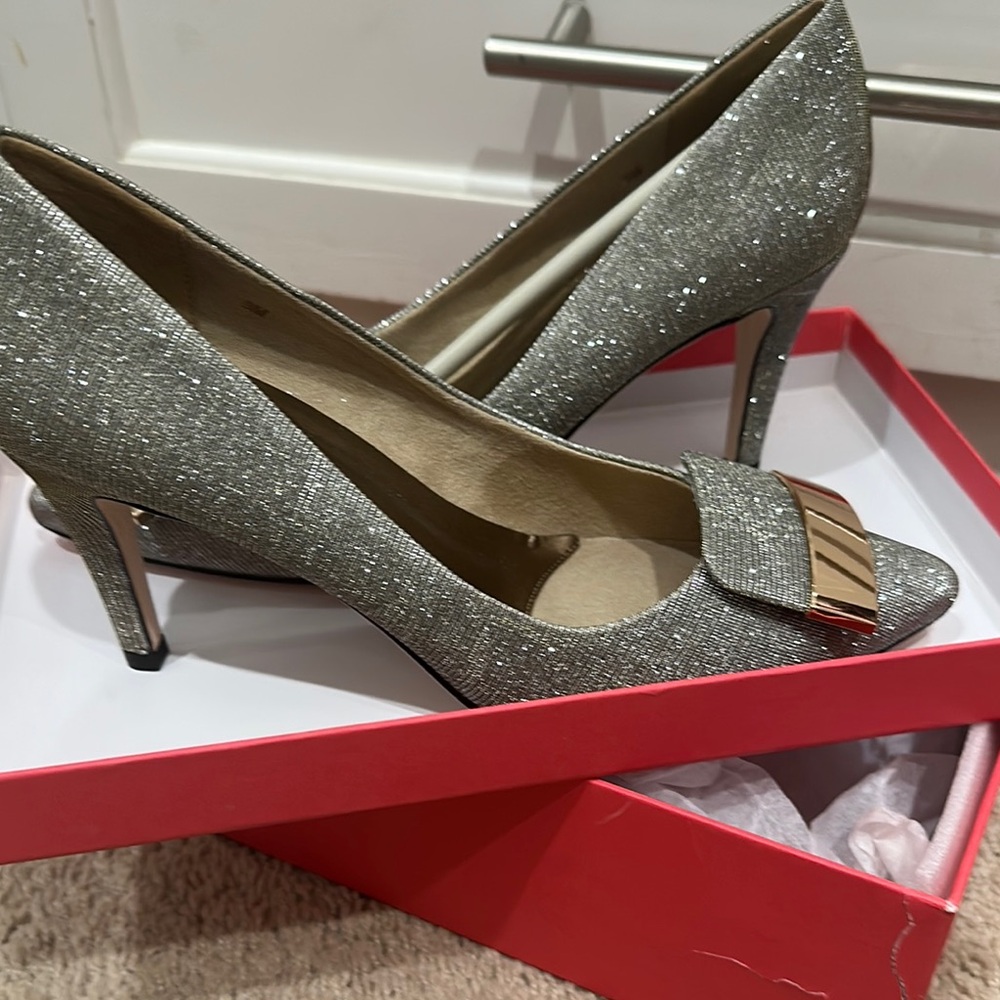 Elegant Silver Glitter Heels